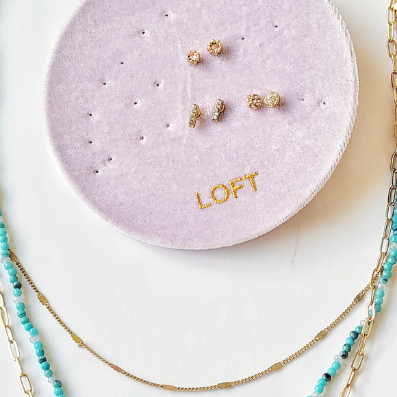 Beautiful Loft Layered Necklace Teal Gold + 3 Earring Pairs (NEW) - Picture 5 of 5